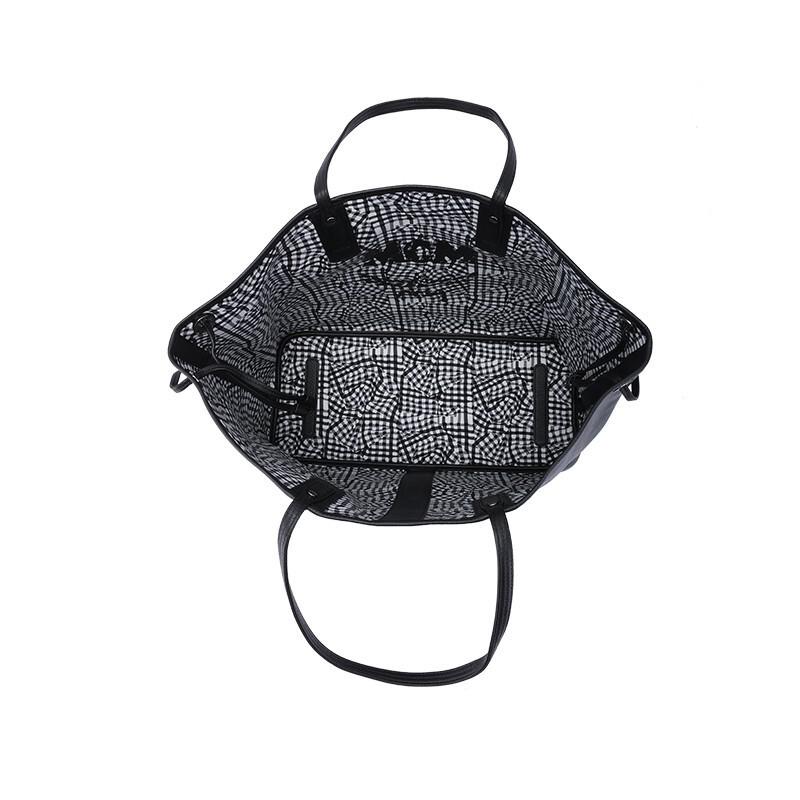 MCM 奢侈品 女士 Visetos系列黑色涂层帆布/织物双面包子母包LOGO图案手提单肩包 MWPAAVI01BK001商品第5张图片规格展示