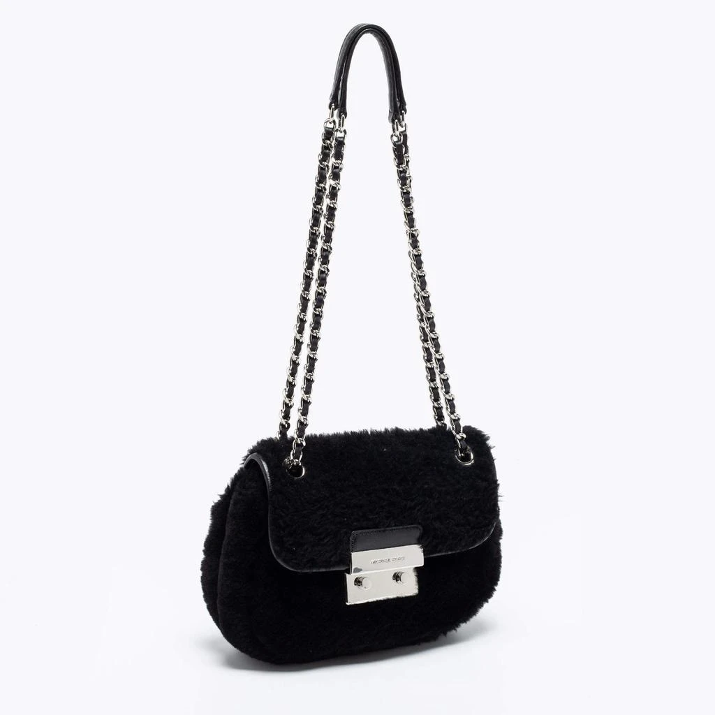 商品[二手商品] Michael Kors|Michael Kors Black Shearling and Leather Trim Sloan Chain Shoulder Bag,价格¥813,第3张图片详细描述