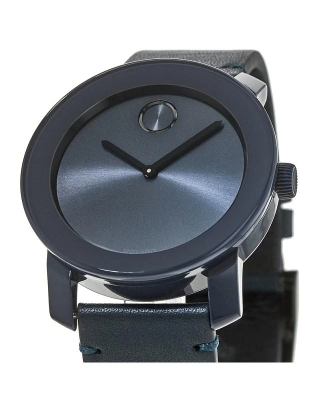 商品Movado|Movado Bold Blue Dial 42mm Leather Strap Men's Watch 3600370,价格¥1492,第2张图片详细描述