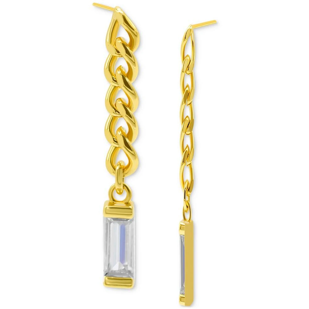 商品ADORNIA|14k Gold-Plated Chain & Rectangle Crystal Linear Drop Earrings,价格¥220,第2张图片详细描述