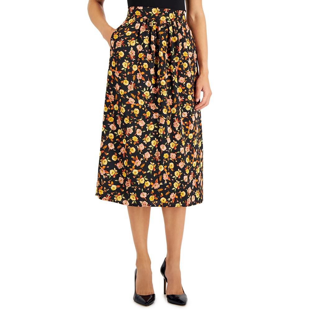 Women's Floral-Print Midi Skirt商品第1张图片规格展示