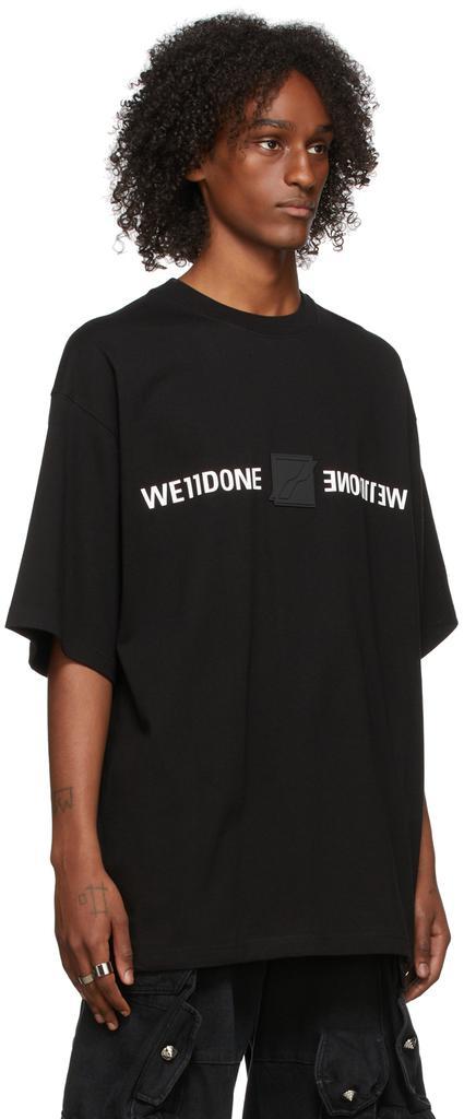 商品We11done|Black Patched Mirror Logo T-Shirt,价格¥2186,第4张图片详细描述