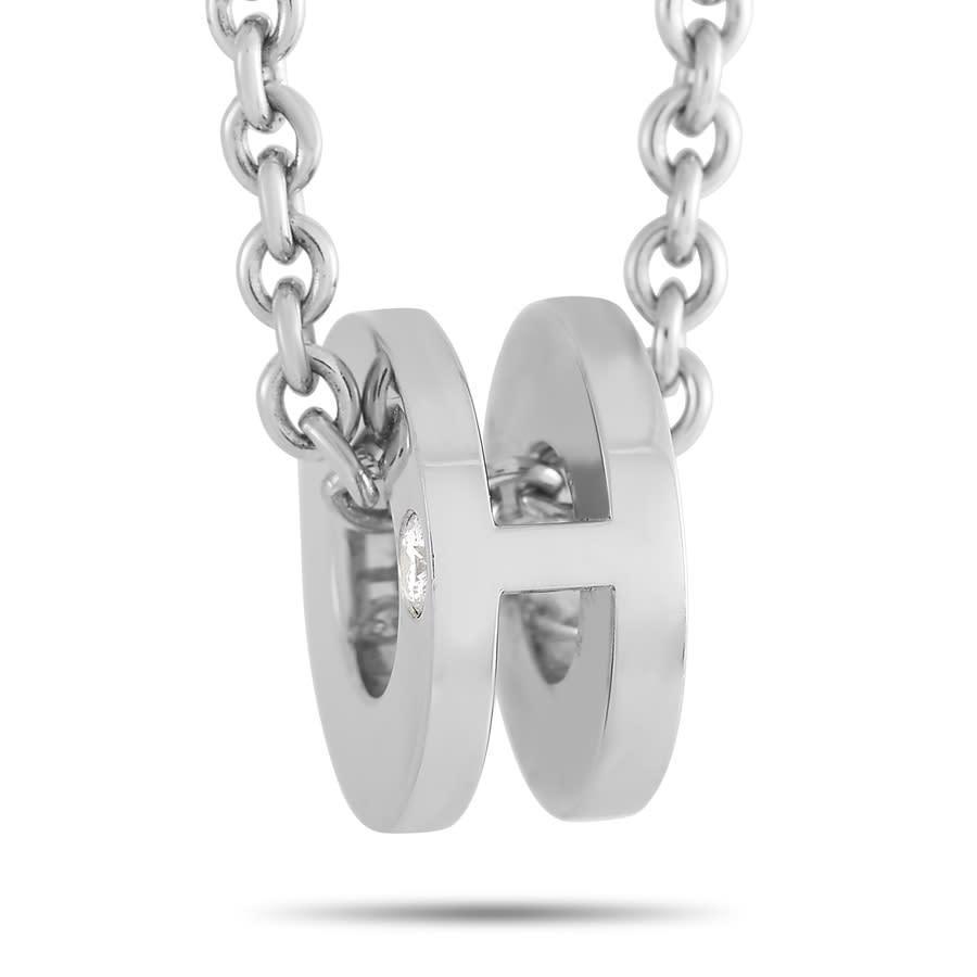 商品[二手商品] Hermes|Pre-Owned Herm xE8 s 18K White Gold Circle Pendant Necklace,价格¥11252,第1张图片