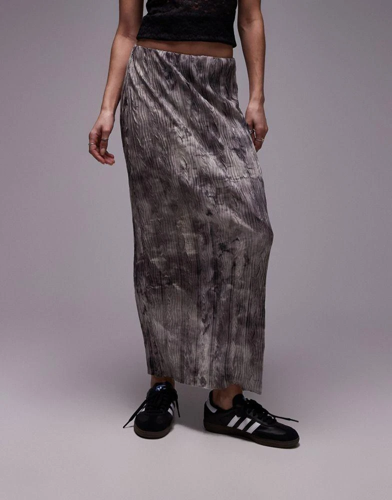 商品Topshop|Topshop plisse maxi skirt in grey non print,价格¥118,第1张图片