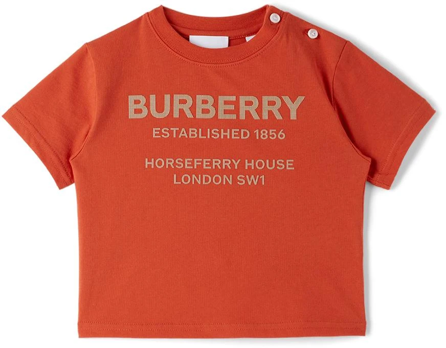 商品Burberry|红色 Horseferry Logo 婴儿 T 恤,价格¥1049,第1张图片