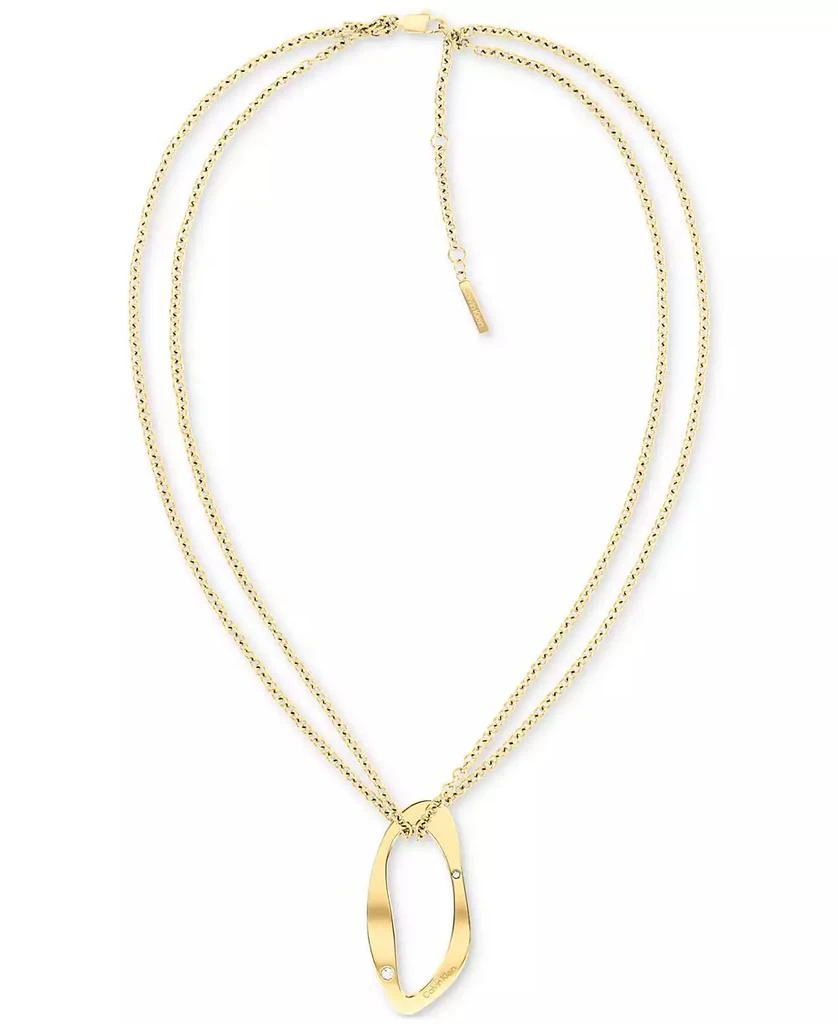 商品Calvin Klein|Gold-Plated Stainless Steel Pavé Sculptural Pendant Necklace, 18" + 2" extender,价格¥600,第1张图片