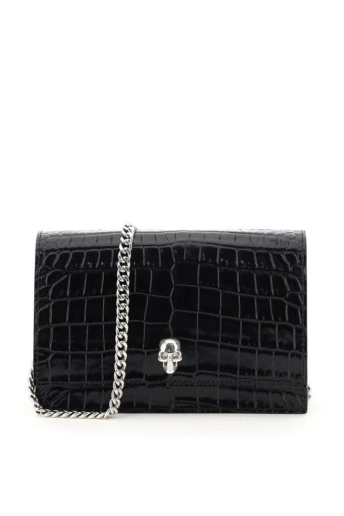 商品Alexander McQueen|CROCO-EMBOSSED LEATHER MINI BAG SKULL,价格¥3214,第1张图片