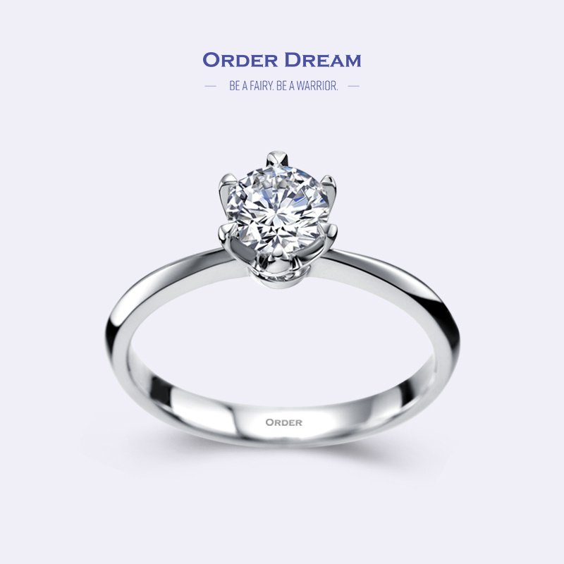 商品[国内直发] Order Dream|1克拉GIA经典六爪18K白金钻戒,价格¥56669,第1张图片