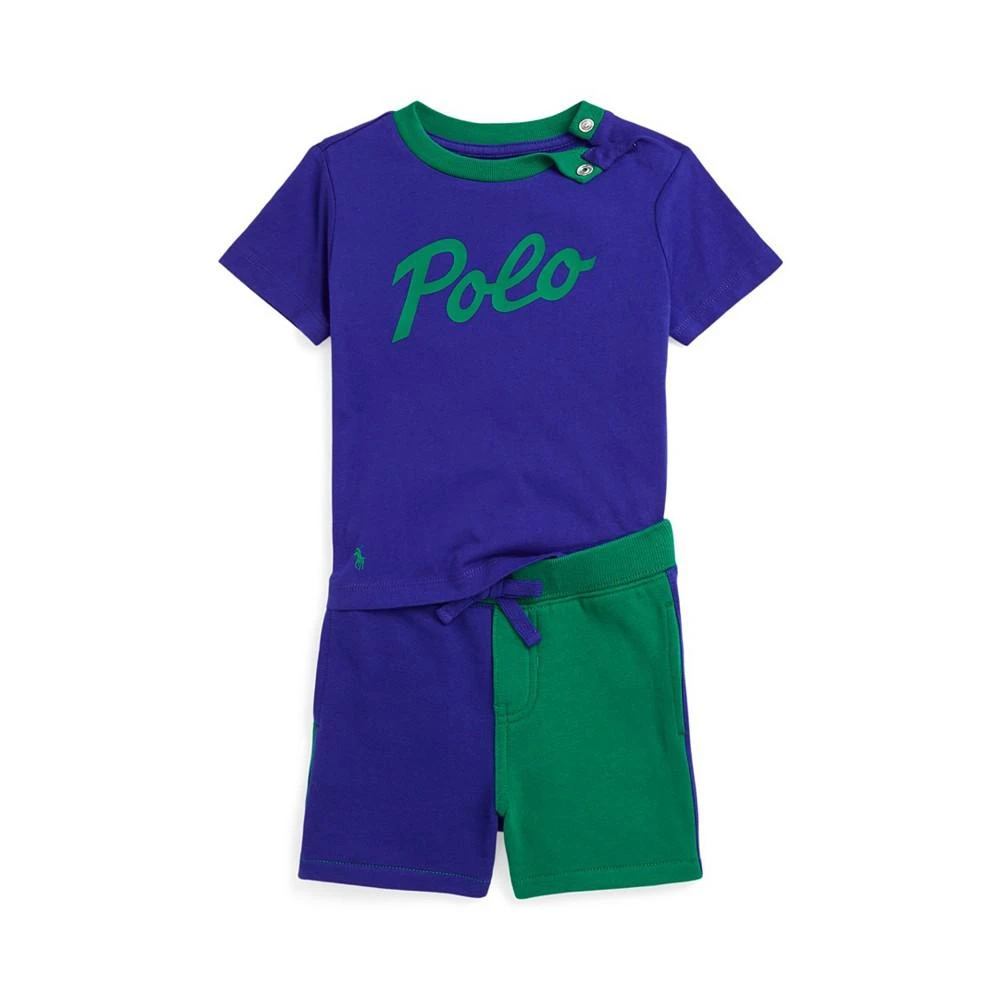 商品Ralph Lauren|Baby Boys T Shirt and Fleece Shorts, 2 Piece Set,价格¥261,第1张图片