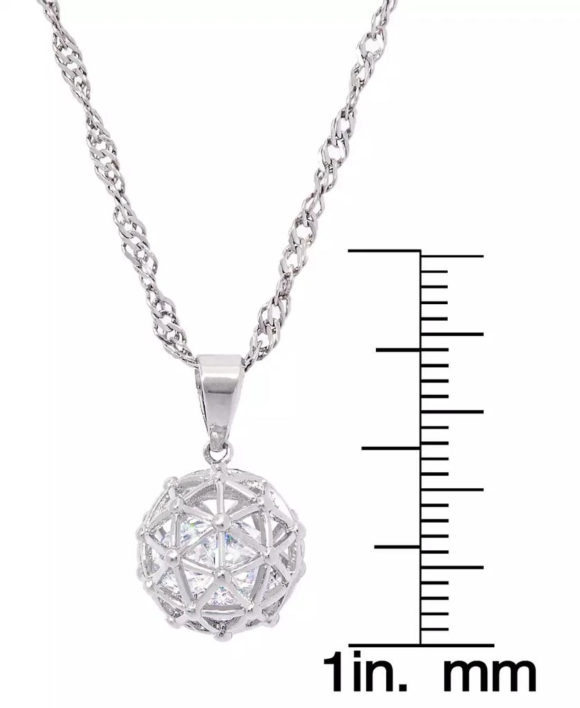 商品Macy's|Cubic Zirconia Millennial Ball Pendant Necklace 16" in Silver Plate,价格¥94,第2张图片详细描述