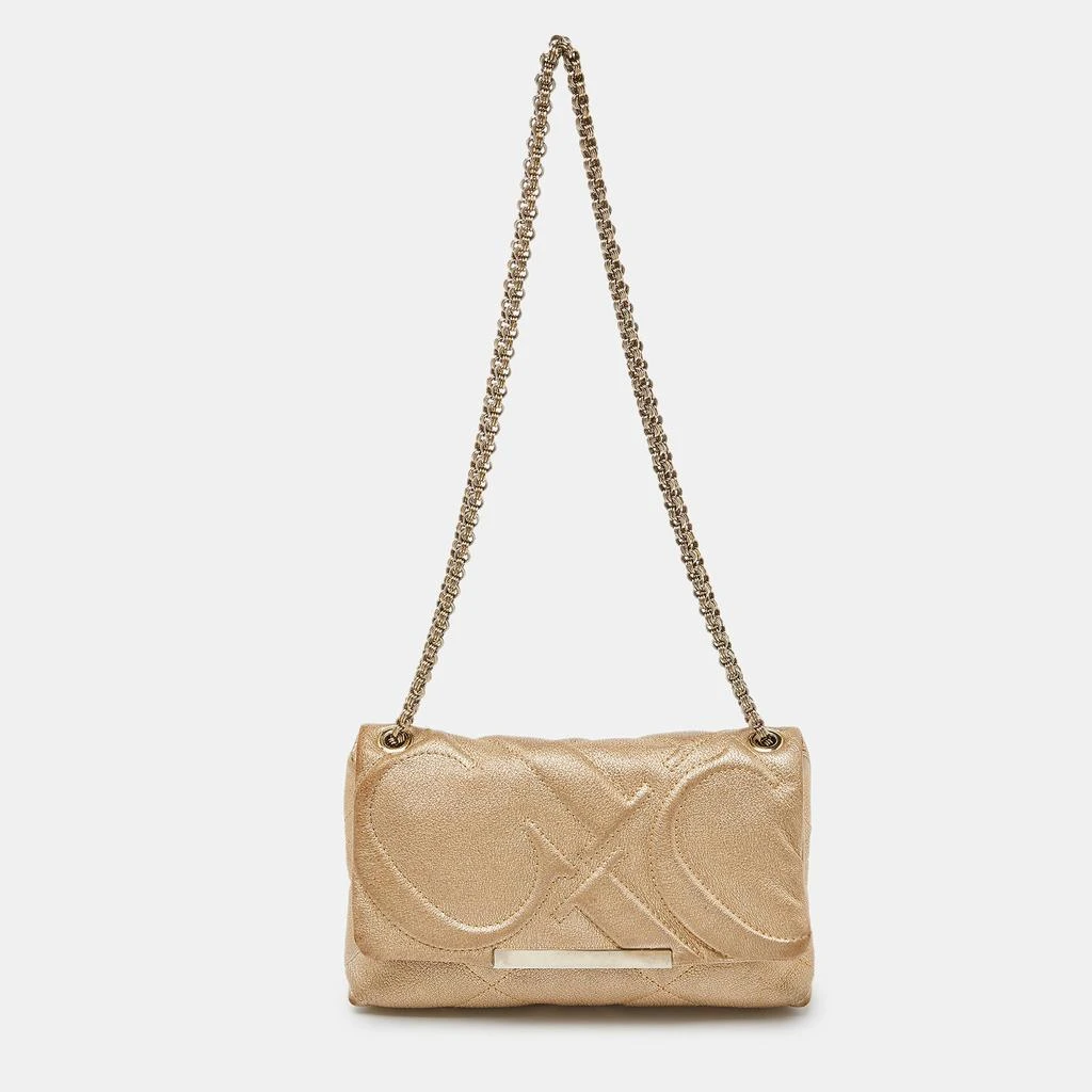 商品[二手商品] CH Carolina Herrera|Ch Carolina Herrera Metallic Gold Quilted Leather Chain Crossbody Bag,价格¥2606,第1张图片