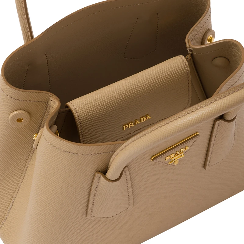 PRADA/普拉达 22新款 Prada Double系列 女士mini砂米色saffiano皮革金扣徽标单肩斜跨手提包1BG443_2A4A_F0036_V_XOO 商品