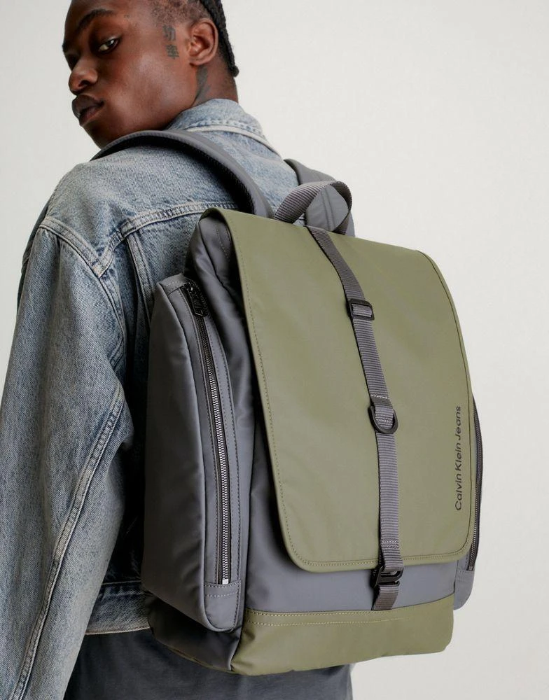 商品Calvin Klein|Calvin Klein Flap Backpack in grey,价格¥1463,第2张图片详细描述