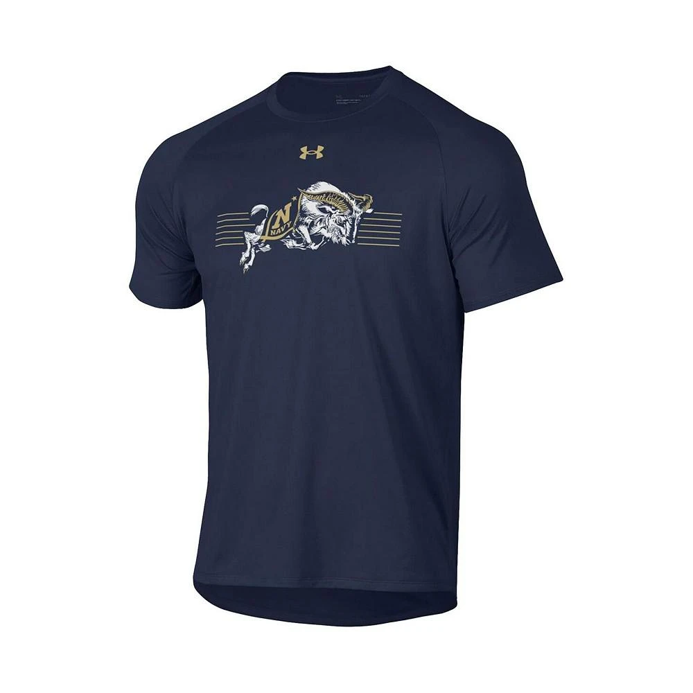商品Under Armour|Men's Navy Navy Midshipmen Logo Stripe Performance Raglan T-shirt,价格¥267,第2张图片详细描述
