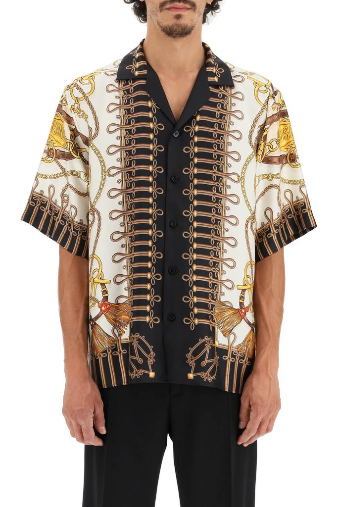Moschino Military Teddy Scarf Short Sleeve Silk Shirt商品第2张图片规格展示