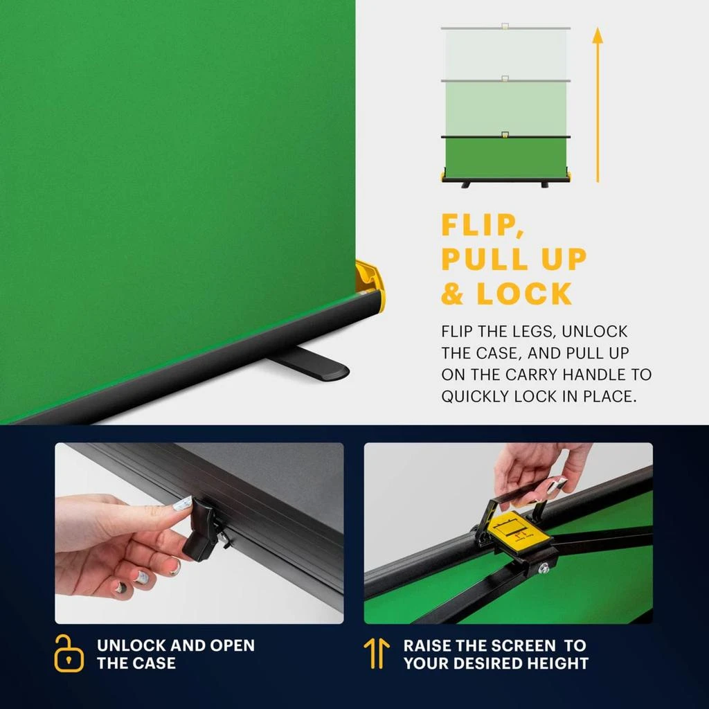 商品Kodak|Green Screen, Portable Chroma Key Backdrop & Built-in Stand Auto Lock Frame, Case & Handle,价格¥1200,�第5张图片详细描述