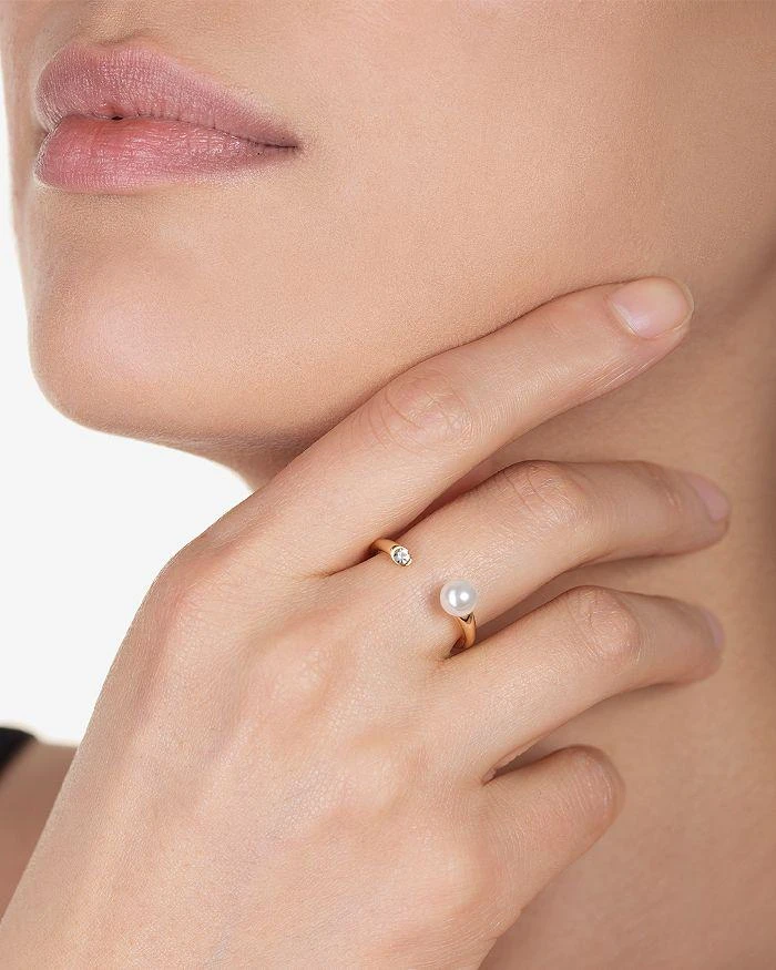 商品Shashi|Mona Pavé & Cultured Freshwater Pearl Cuff Ring in 14K Gold Plated,价格¥194,第2张图片详细描述