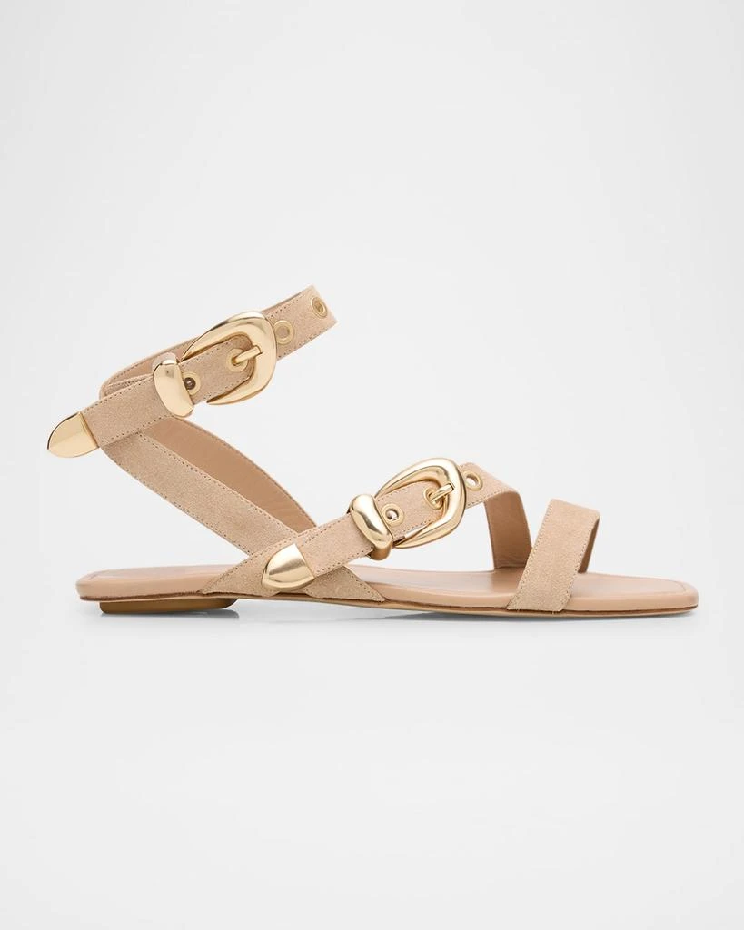 商品Stuart Weitzman|Maven Suede Buckle Flat Sandals,价格¥3514,第1张图片