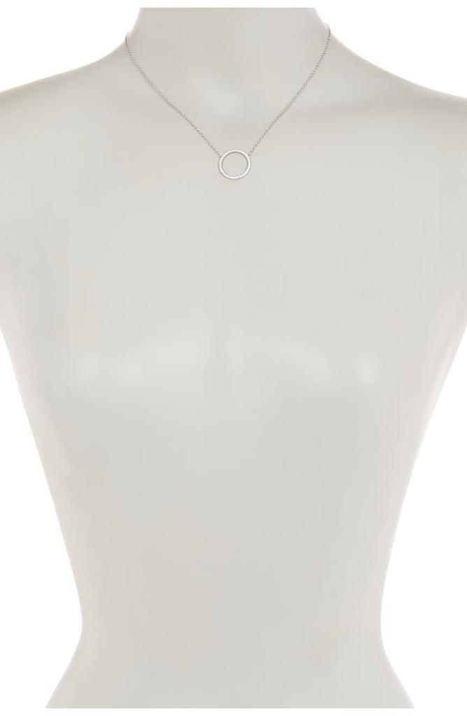 商品ADORNIA|White Rhodium Plated Swarovski Crystal Accented Circular Necklace,价格¥172,第4张图片详细描述
