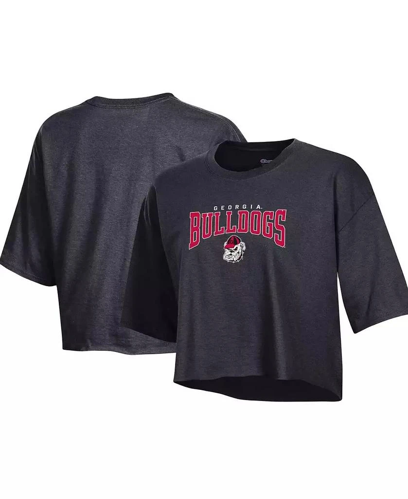 商品CHAMPION|Women's Heather Charcoal Georgia Bulldogs Boyfriend Cropped T-shirt,价格¥223,第1张图片