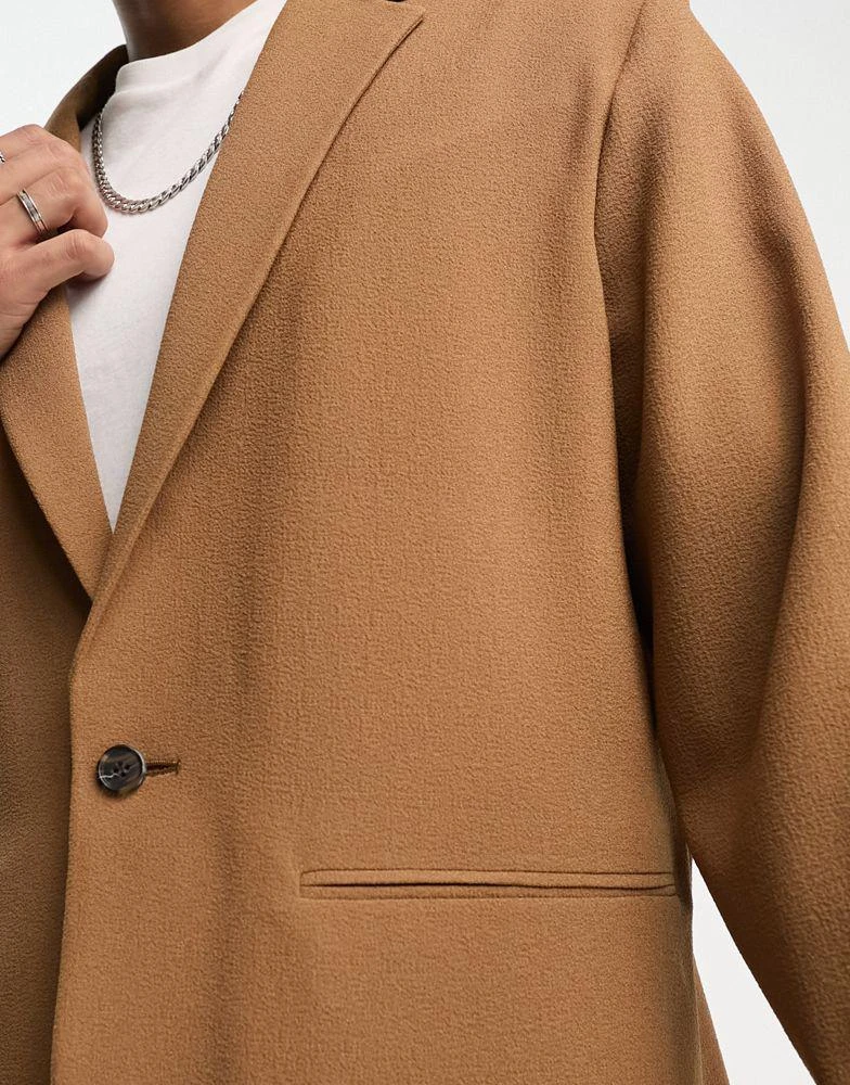 商品ASOS|ASOS DESIGN relaxed oversized soft tailored suit jacket in tobacco crepe,价格¥369,第2张图片详细描述