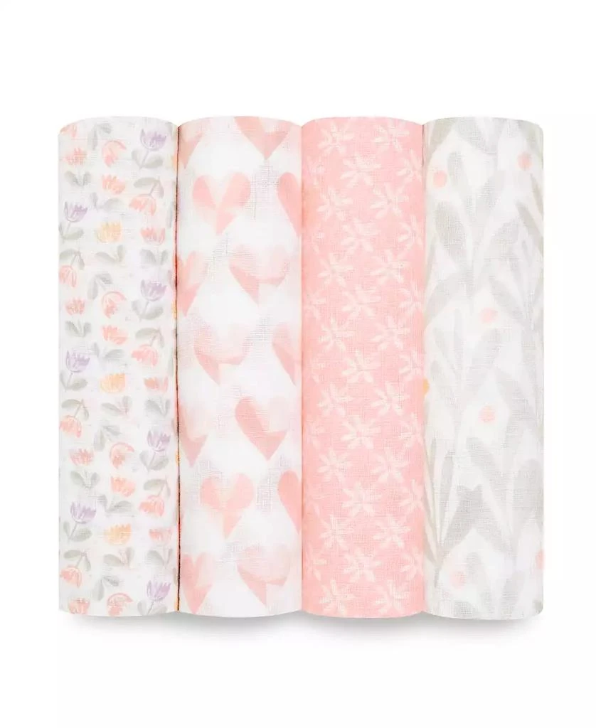 商品aden + anais|Baby Girls Printed Swaddle Blankets, Pack of 4,价格¥300,第1张图片