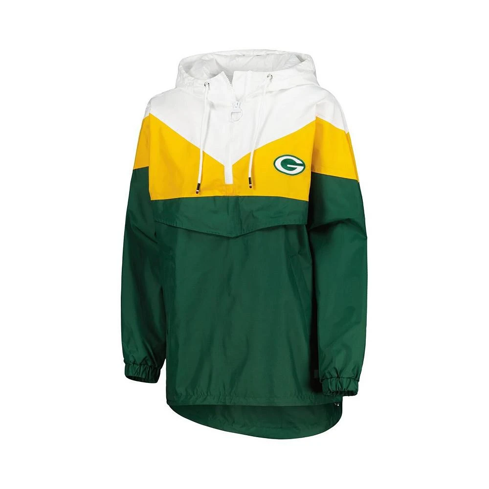 商品Tommy Hilfiger|Women's White, Gold Green Bay Packers Staci Half-Zip Hoodie Windbreaker Jacket,价格¥714,第2张图片详细描述