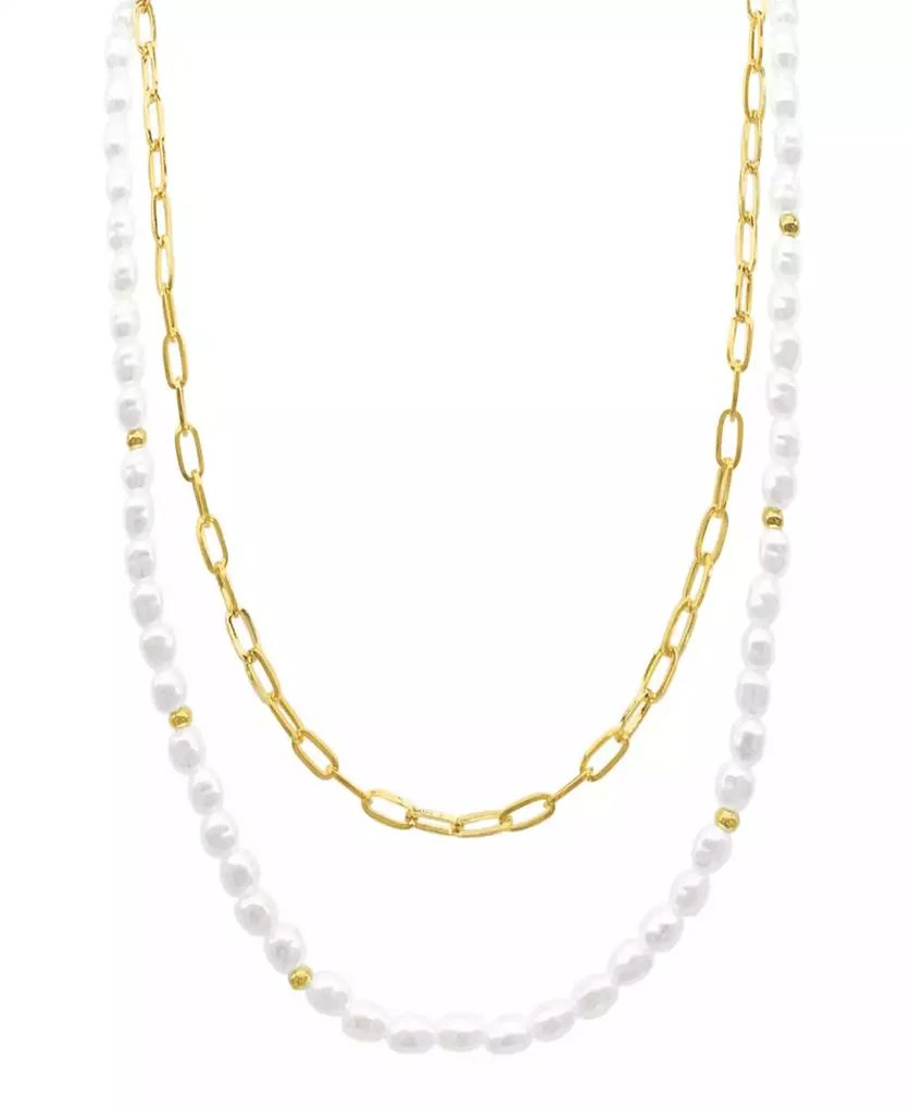 商品ADORNIA|Gold-Tone Imitation Pearl & Paperclip Two-Row Layered Necklace, 17" + 3" extender,价格¥177,第1张图片