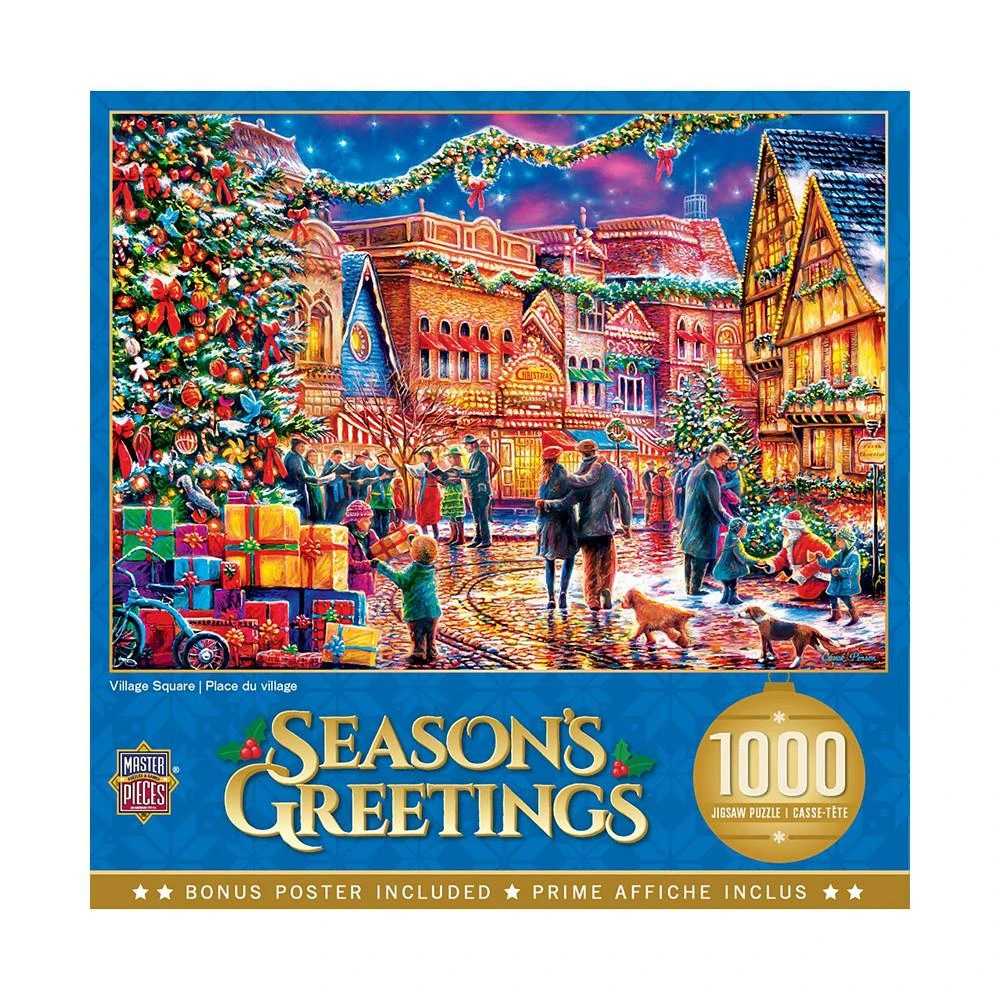 商品MasterPieces Puzzles|MasterPieces 1000 Piece Christmas Jigsaw Puzzle - Village Square,价格¥164,第2张图片详细描述