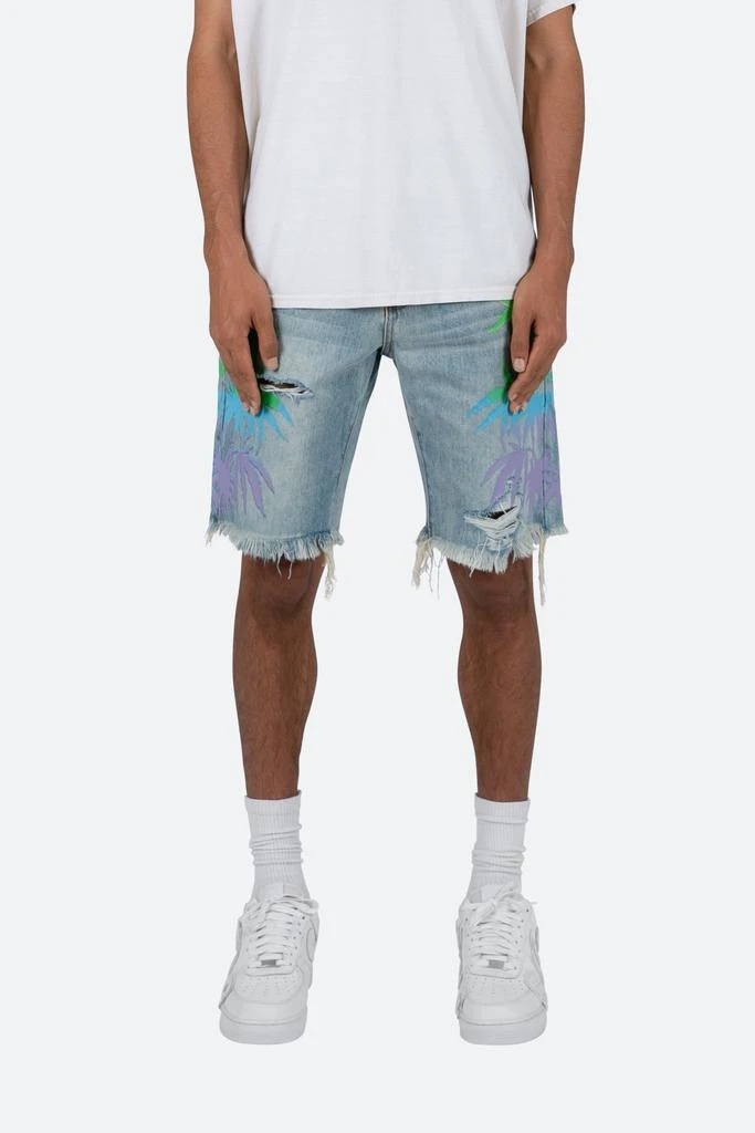 商品MNML|R468 Palm Denim Shorts - Light Blue,价格¥136,第1张图片