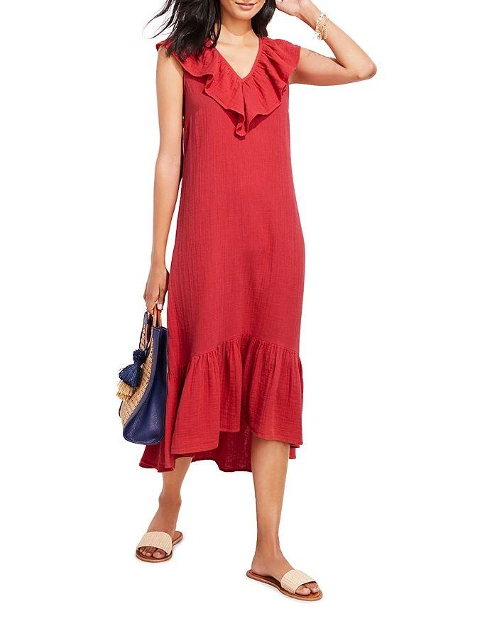 商品Vineyard Vines|Ruffle Trim Double Gauze Midi Dress,价格¥592,第2张图片详细描述