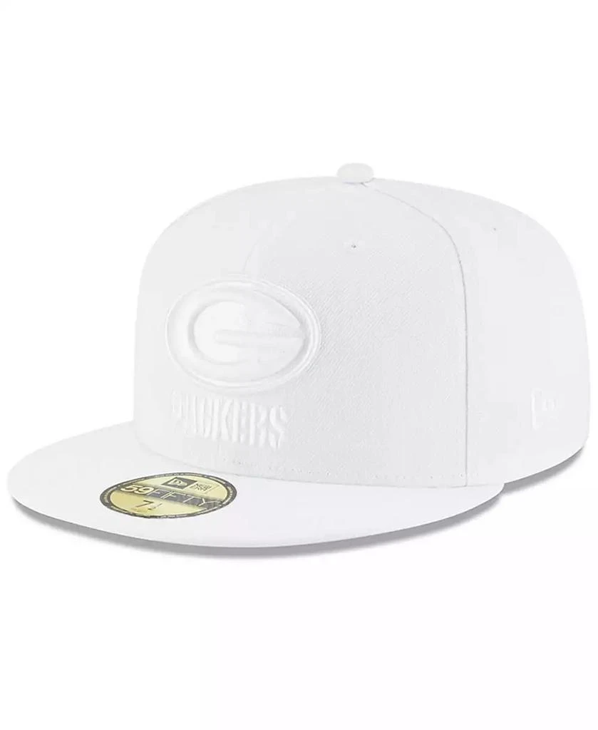 商品New Era|Men's Green Bay Packers White on White 59FIFTY Fitted Hat,价格¥247,第5张图片详细描述