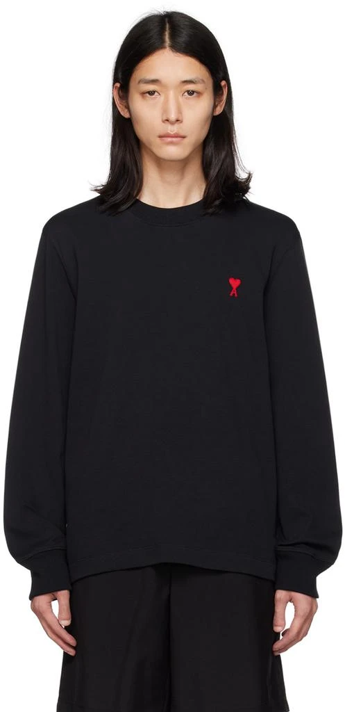 商品AMI|Black Ami de Cœur Long Sleeve T-Shirt,价格¥767,第1张图片