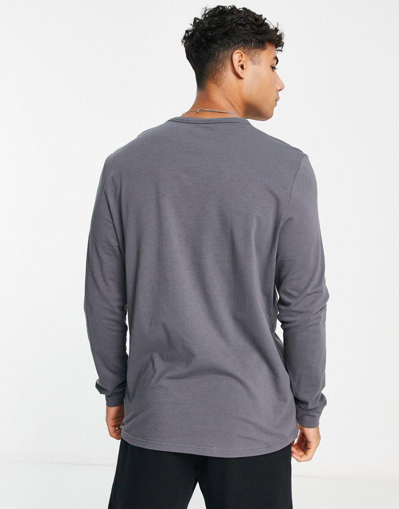 Calvin Klein lounge long sleeved t-shirt in dark grey with chest branding商品第2张图片规格展示