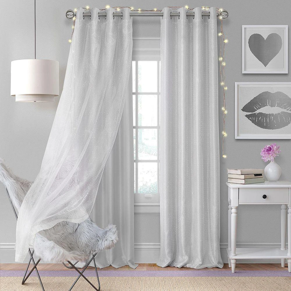 商品Elrene Home Fashions|Aurora Kids Room Darkening Layered Sheer Curtain Panel, 52" x 84",价格¥323,第1张图片