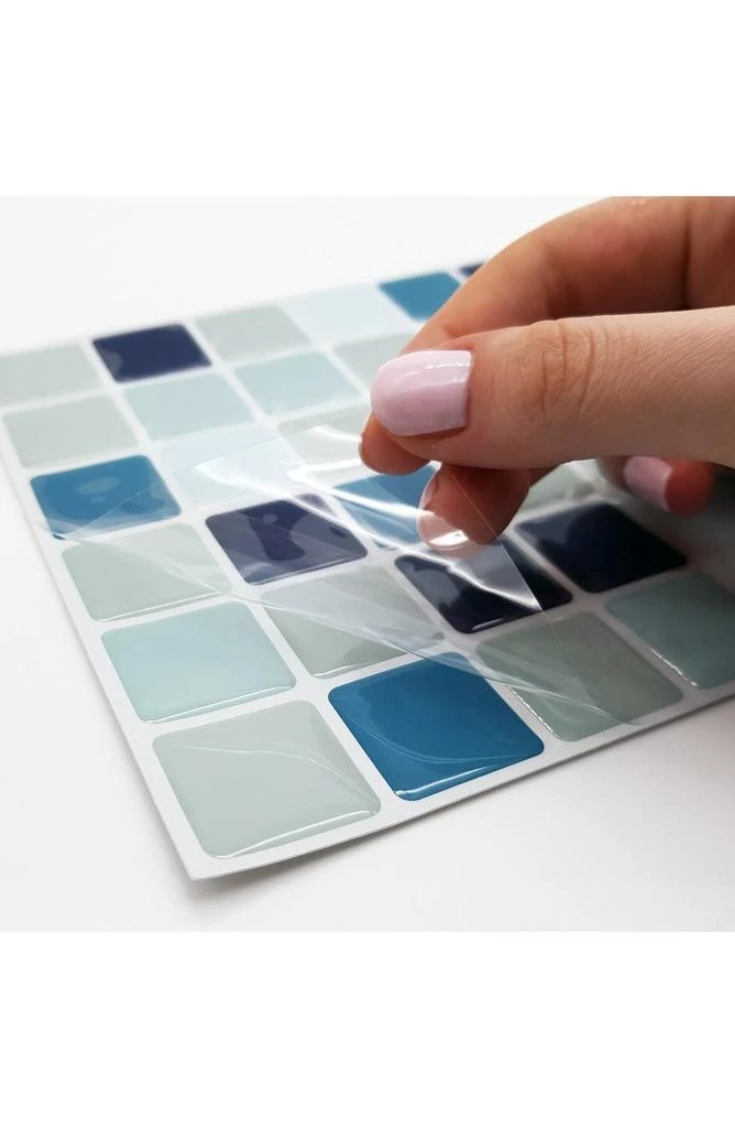 商品WALPLUS|Blue Sea Mosaic Glossy 3D Sticker Tile 24-Piece Set,价格¥408,第3张图片详细描述