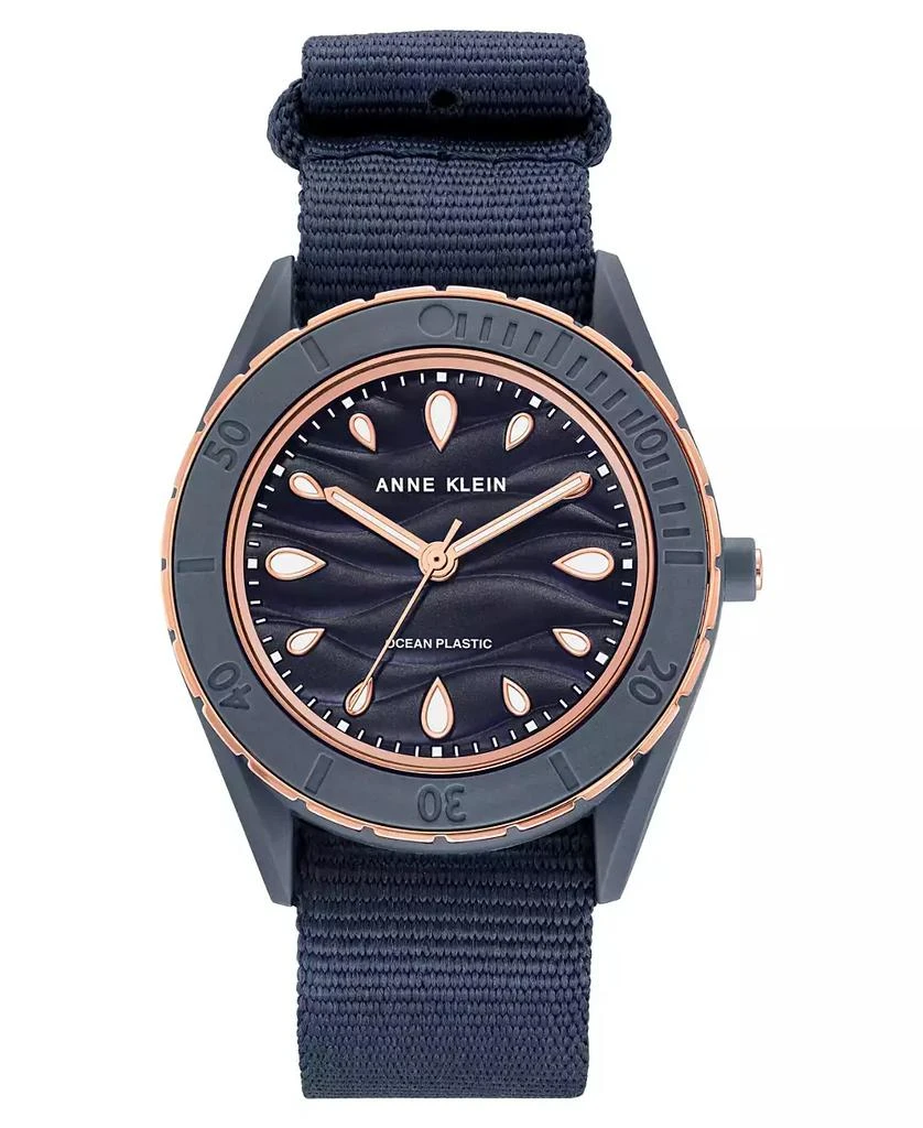 商品Anne Klein|Women's Three-Hand Quartz Navy Oceanwork Plastic Bracelet Watch, 38.5mm,价格¥535,第1张图片