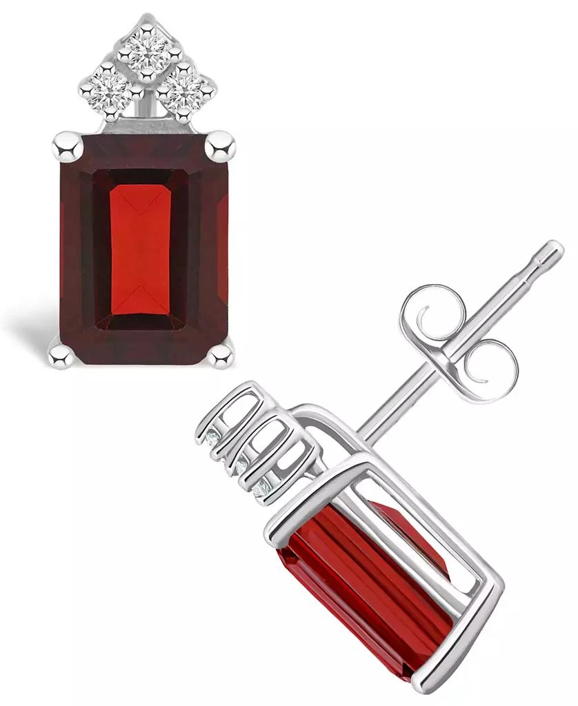 商品Macy's|Garnet (3-7/8 ct. t.w.) and Diamond (1/8 ct. t.w.) Stud Earrings in 14K Yellow Gold or 14K White Gold,价格¥4150,第1张图片
