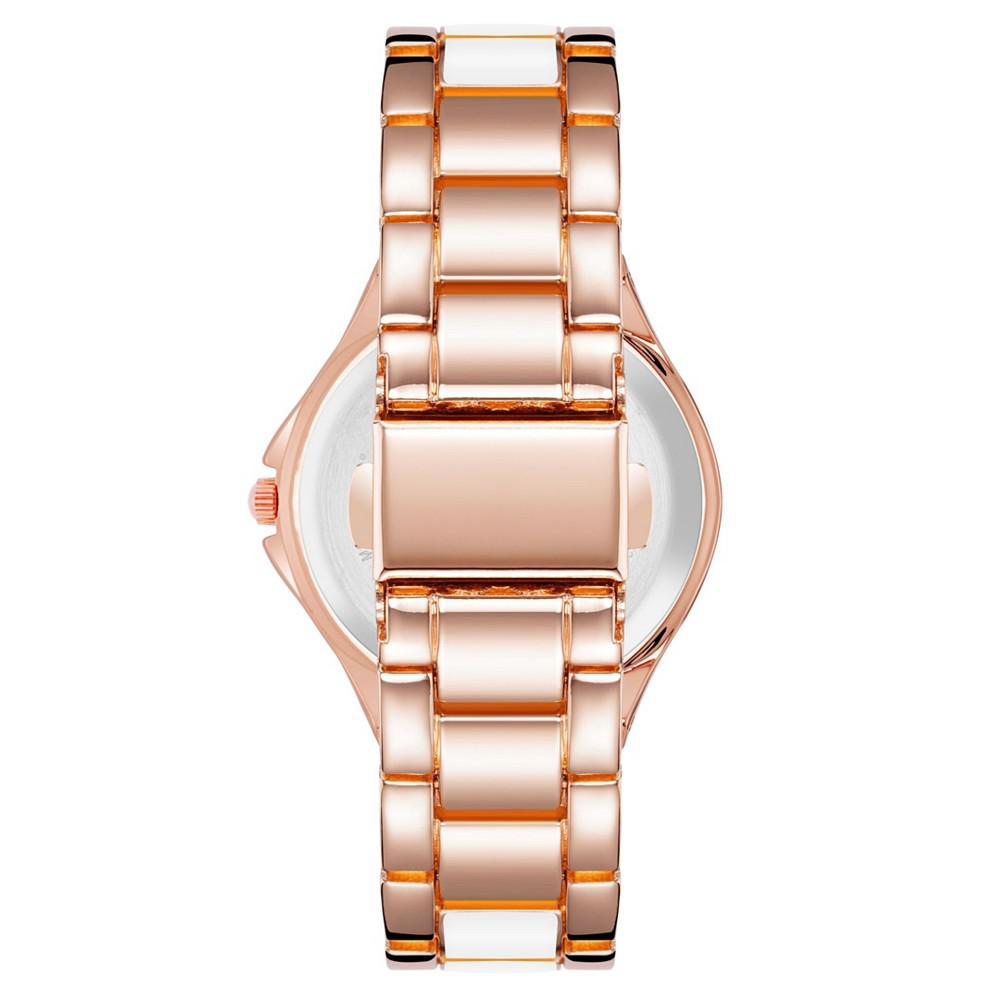 Women's Link Bracelet Watch in Rose Gold-Tone with White Enamel, 36mm商品第3张图片规格展示
