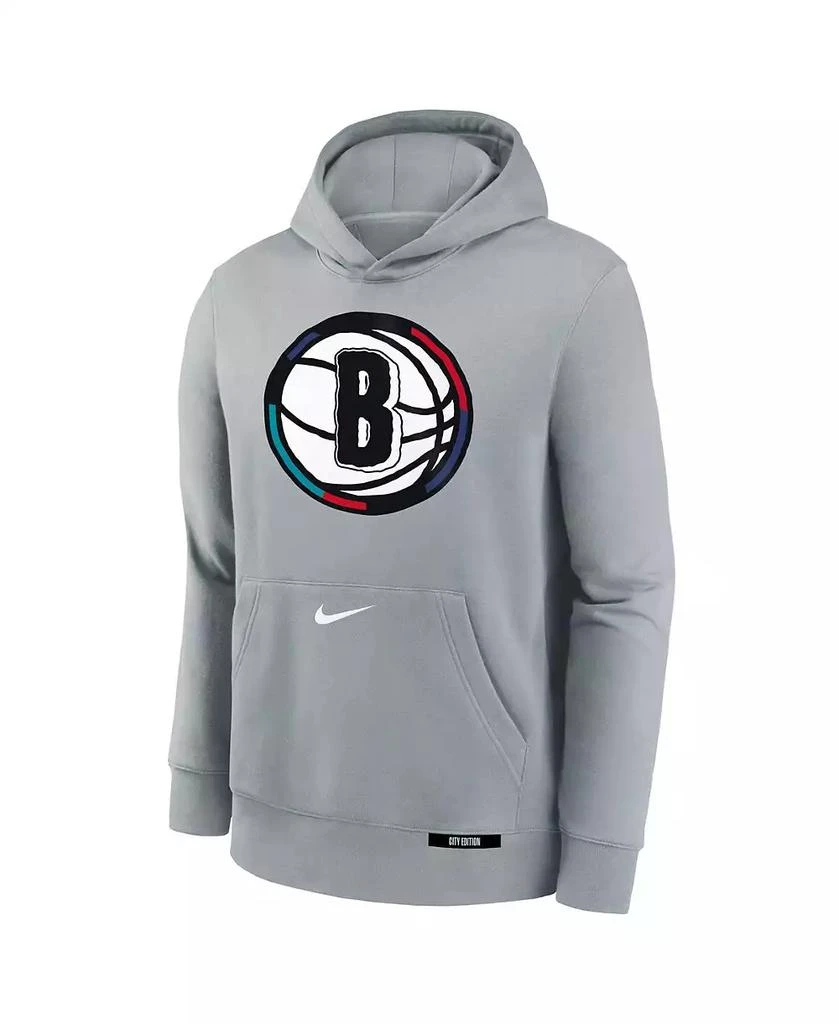 商品NIKE|Youth Silver Brooklyn Nets 2024/25 City Edition Club Fleece Pullover Hoodie,价格¥447,第2张图片详细描述