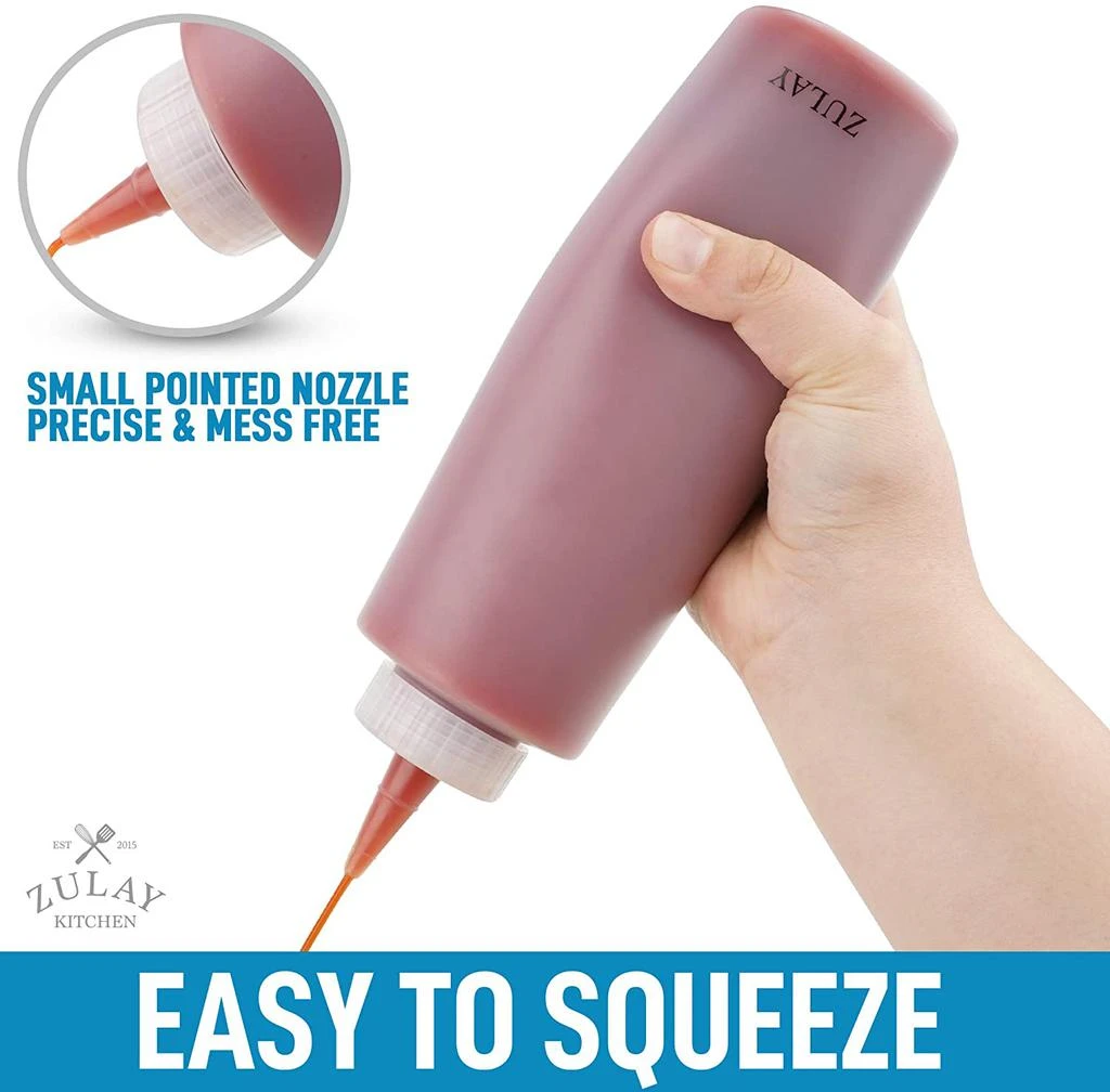 商品Zulay Kitchen|Plastic Condiment Squeeze Bottle with Caps 17 oz,价格¥127,第5张图片详细描述