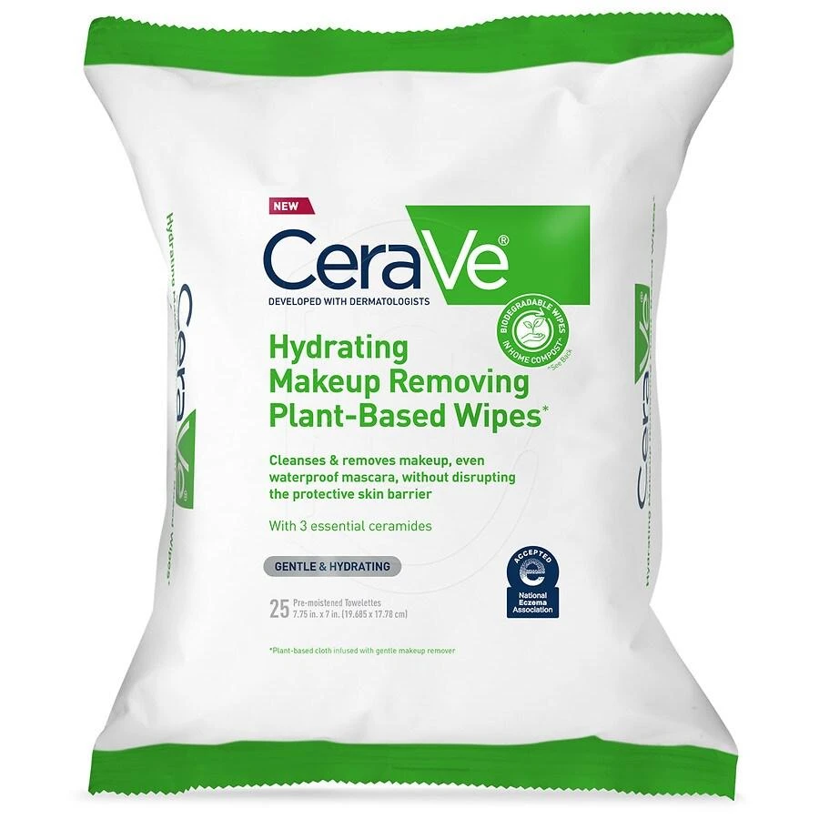 商品CeraVe|Hydrating Makeup Remover Wipes, Plant Based Alcohol-Free Fragrance Free,价格¥96,第1张图片