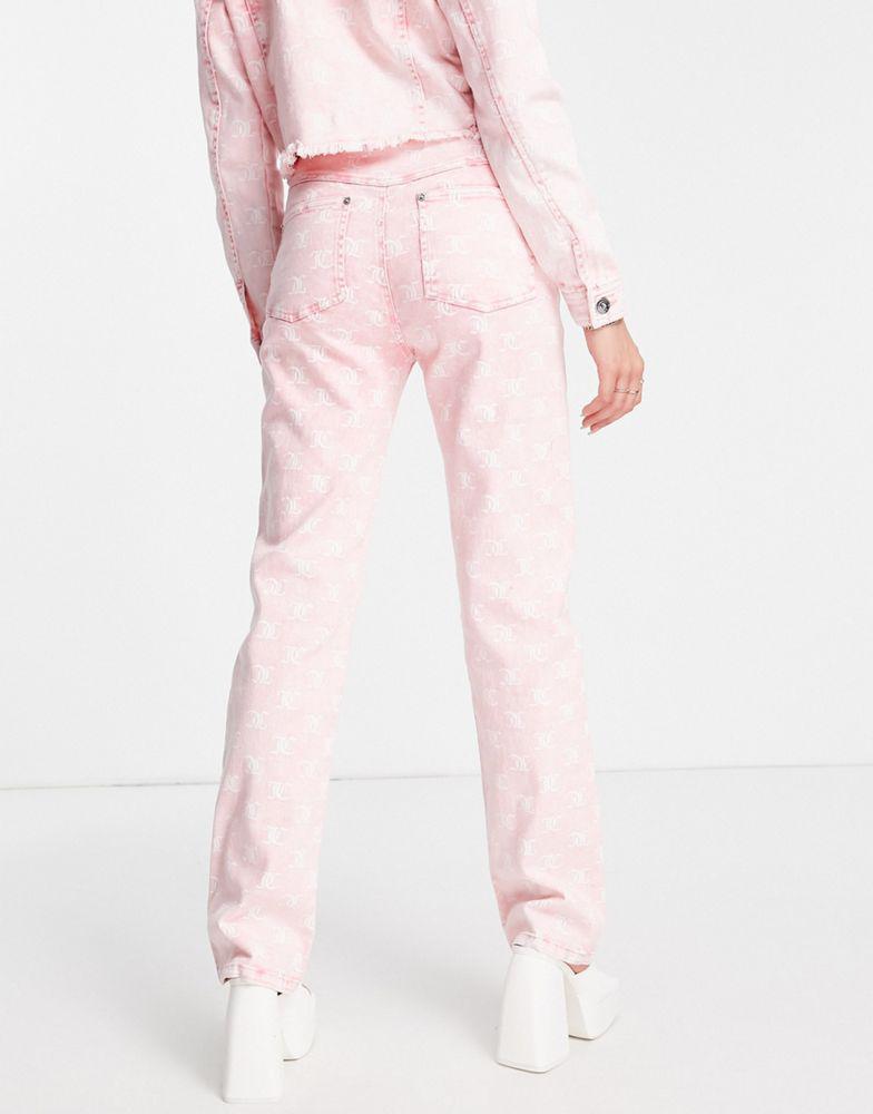 商品Juicy Couture|Juicy Couture monogram jacquard  denim jeans in pink,价格¥360,第4张图片详细描述