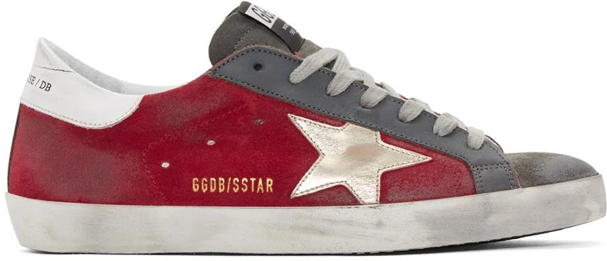 商品Golden Goose|Red & Grey Suede Superstar Sneakers,价格¥3404,第1张图片