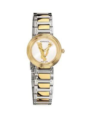 商品Versace|28MM Two Tone Stainless Steel Bracelet Watch,价格¥3669,第7张图片详细描述