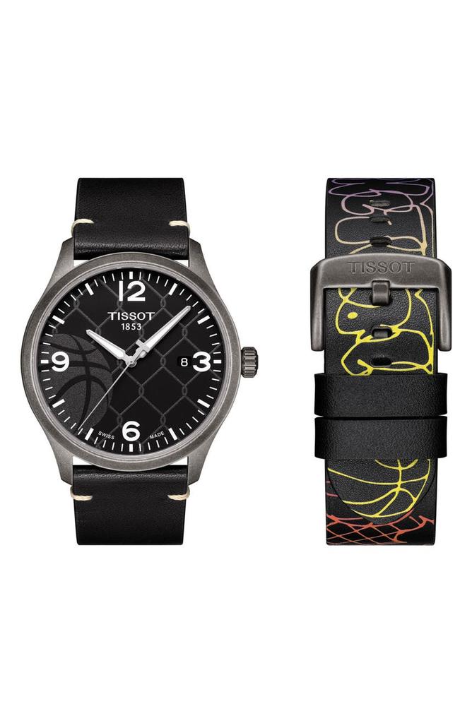 Men's Gent XL 3x3 Street Basketball Leather Strap Watch, 42mm商品第3张图片规格展示