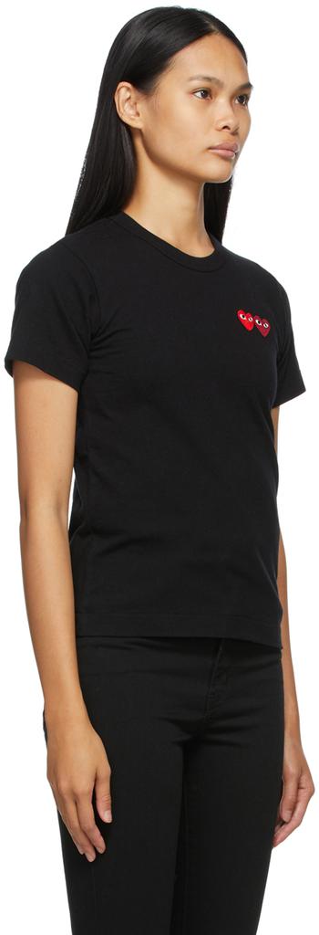 女式 双心T恤 黑色商品第2张图片规格展示