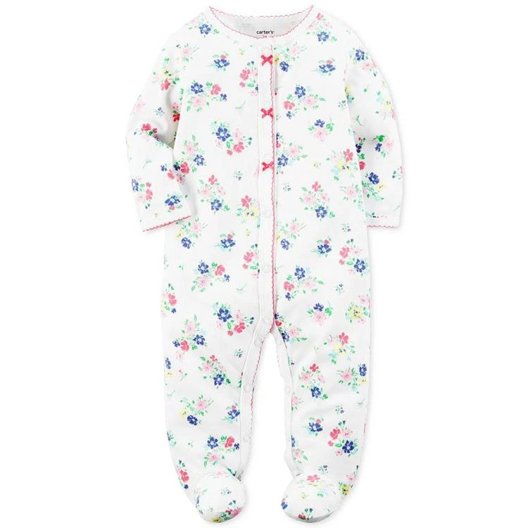 商品Carter's|1-Pc. Floral-Print Footed Coverall, Baby Girls (0-24 months),价格¥60,第1张图片