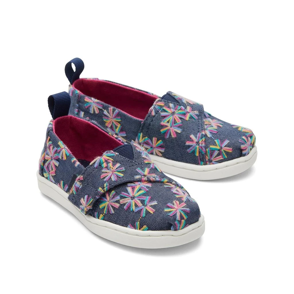 商品TOMS Shoes|Tiny Alpargata Navy Embroidered Floral Toddler Shoe,价格¥156,第2张图片详细描述