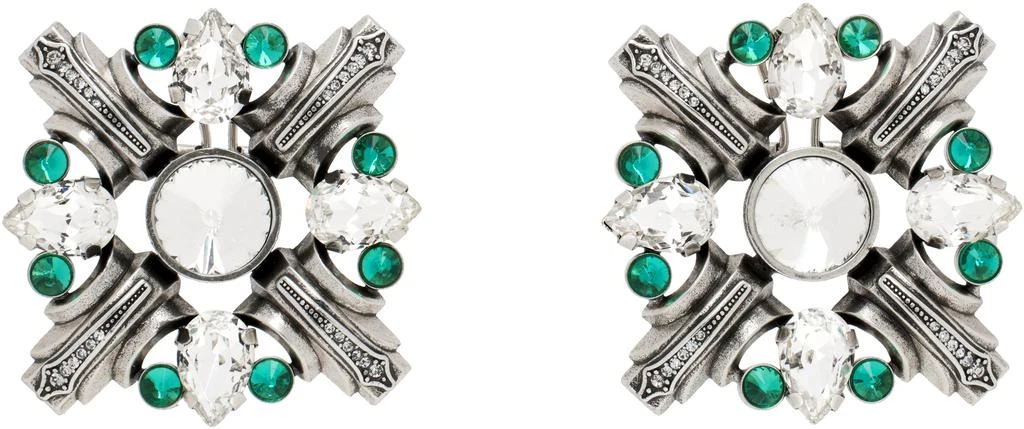 商品AREA|Silver & Green Crystal Brooch Earrings,价格¥1022,第1张图片